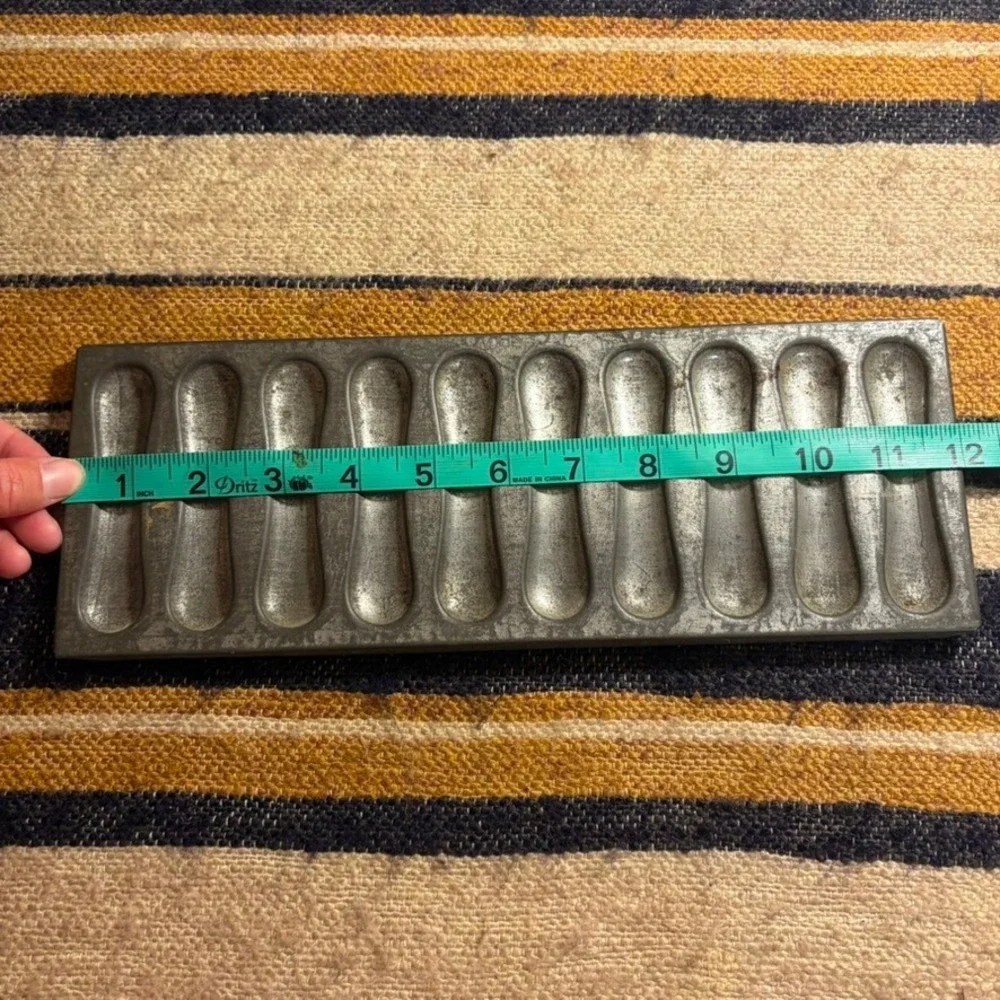 Ladyfinger Pan 12in Silver Vintage 12 Cavity Tinned Steel Baking Mold